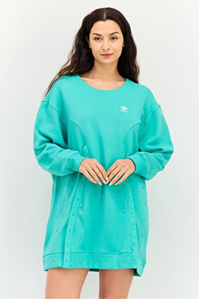 adidas Women Sportswear Fit Long Sleeves Outdoor Sweater Dress, Green