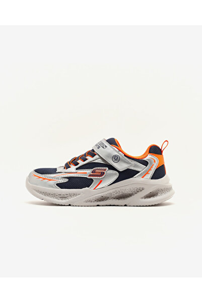 SKECHERS METEOR-LIGHTS-GLOW-S Büyük Erkek Çocuk Gümüş/Turuncu Işıklı Spor Aya...