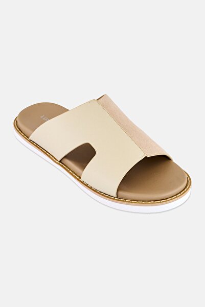 London Fog Men Slip On Micro Suede Arabic Sandals, Beige