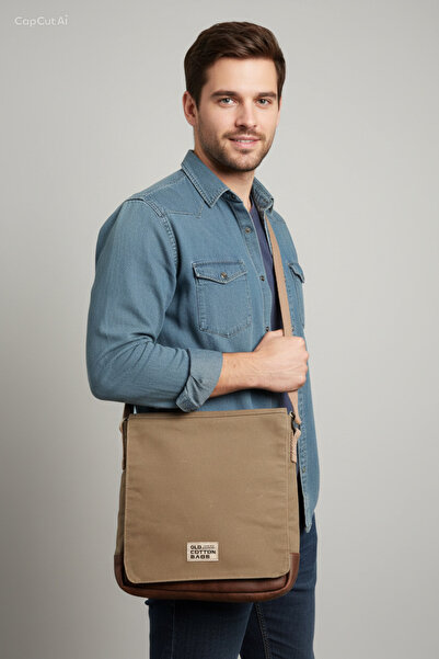 old cotton cargo 7112 Western S Su Geçirmez Kumaş Postacı Çantası – Unisex, T...