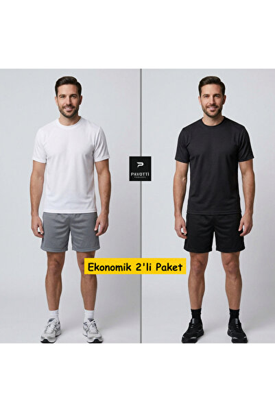 Pavotti Men's 2-Piece Economic Package ((Black/White)) Tshirt Pro+Compression...