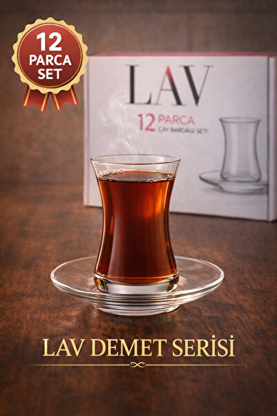 GenelTedarik Lav Demet 12 Parça Çay Bardağı Seti