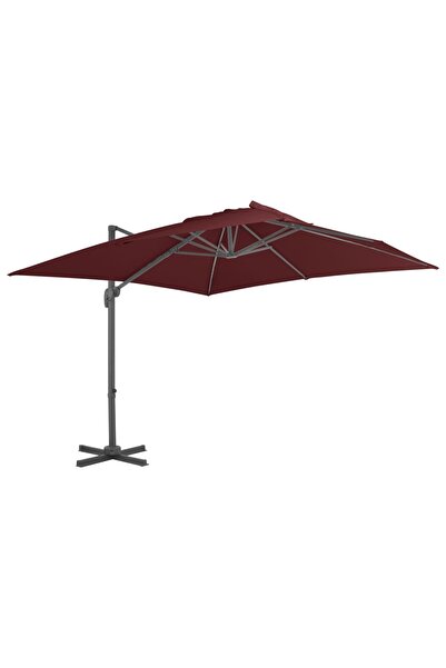 Concept Umbrelă în consolă cu stâlp de aluminiu, roșu bordo, 400x300 cm