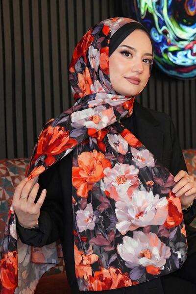 AFVENTE Rose Pattern Multicolor Soft Cotton Shawl