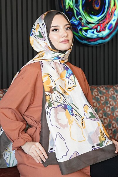 AFVENTE Art Pattern Cream Soft Cotton Shawl