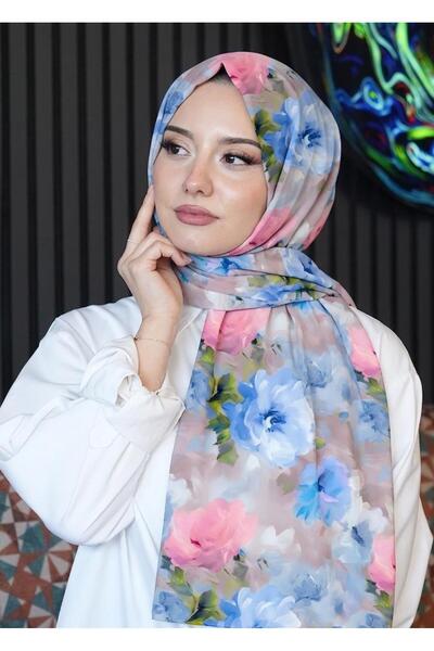 AFVENTE Șal cu model floral Mint Soft bumbac