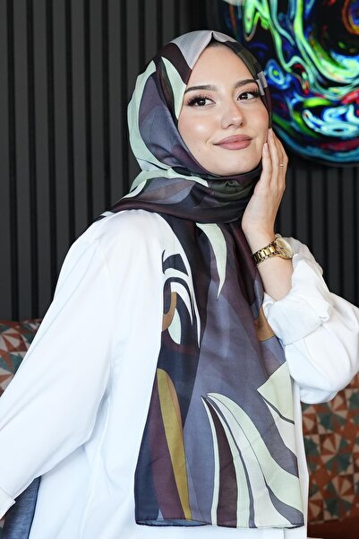 AFVENTE Μαλακό βαμβακερό σάλι με γεωμετρικό σχέδιο σε μπορντό χρώμα