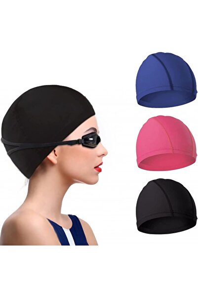 Arabest 3-Piece Polyester Swimming Caps Set, Unisex Stretchable Water Sports ...