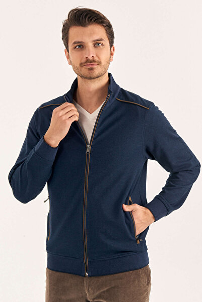 SMILE Gavea Navy Blue Cotton Sweat Coat