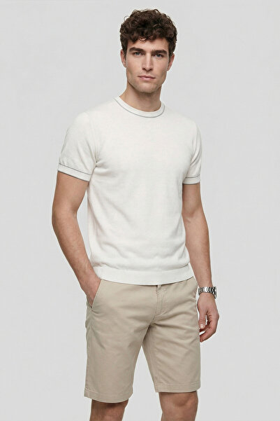 SMILE Braganzo Off-White 100% Cotton Crew Neck Short Sleeve Knitwear
