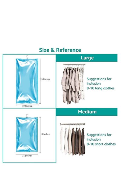 Arabest 4-Piece Hanging Vacuum Storage Bag Set, Space-Saving Garment Bags for...