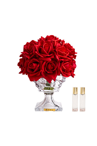 Guerlie and co. Kırmızı 19 İri Gül Kristal Cam