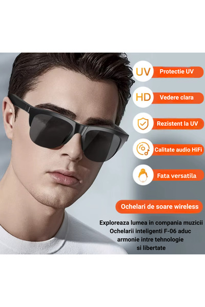 KALEPO Ochelari Inteligenți Bluetooth 5.3, difuzoare integrate, traducere vocală cu AI (144 limbi),UV400