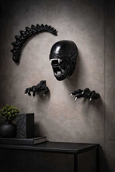 Yaratıcı sanatlar atölyesi 3 Boyutlu Xenomorph Alien Duvar Heykeli Seti Büyük...