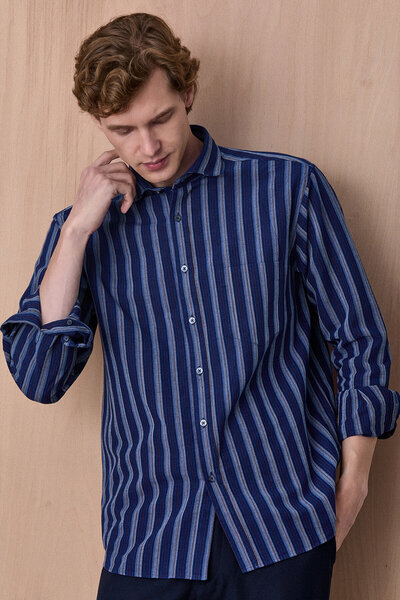 SMILE Esrum Navy Blue 100% Cotton Shirt