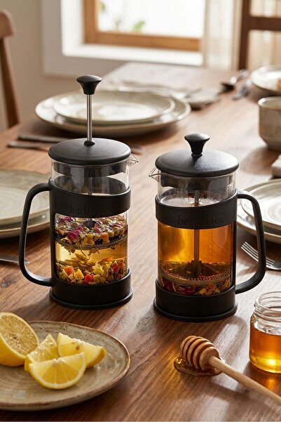 Bayev 2 Adet Barista 400 Ml French Press Siyah Bitki Çayı Demleme İçin Özel T...