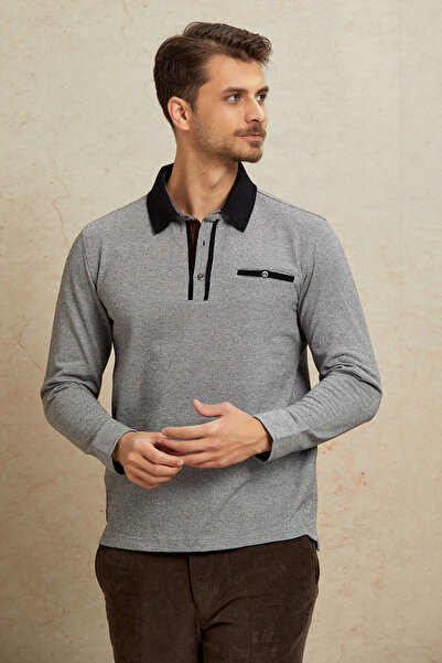 SMILE Cesoni-Pb Gray 100% Cotton Polo Sweatshirt