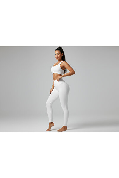 lzv Λευκό κολάν με ψηλόμεσο κορδόνι – Γυναικείο αθλητικό & καθημερινή χρήση