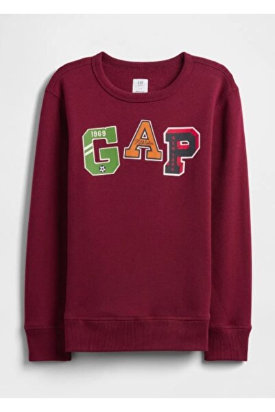GAP Kids Gap Erkek Çocuk Baskılı Şardonlu Sweatshirt 4-16 Yaş BORDO