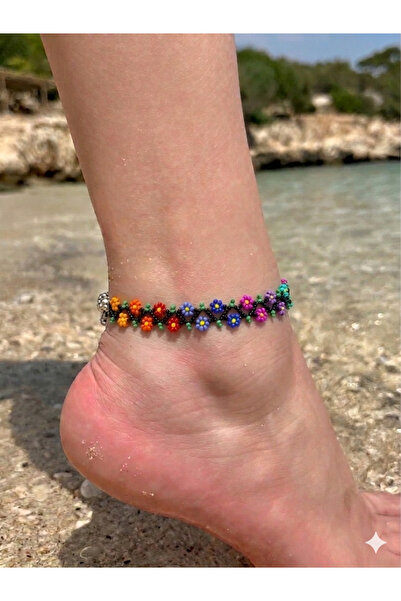 Beykan handmade Kadın Rengarenk Çiçekli Halhal