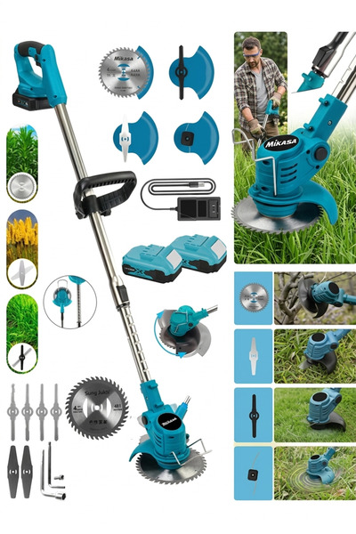 Mikasa Tools Japon 21 V 5 Ah Teleskopik Uzatmalı Kömürsüz Turbo Motor Çift Ak...