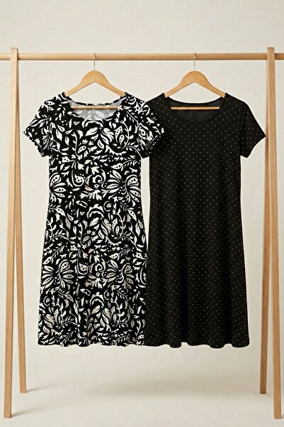 COTENCONCEPT 2 шт. драпірована комфортна повсякденна сукня з гребінчастої тка...
