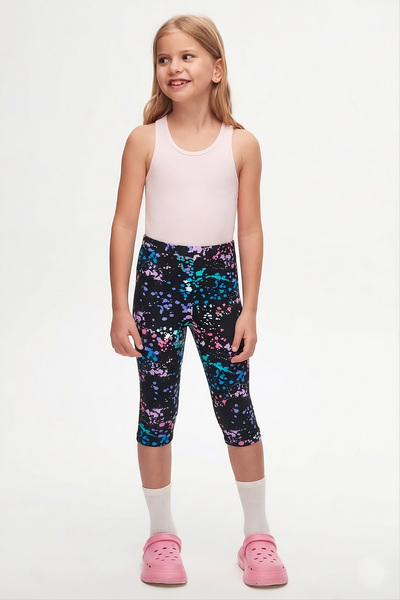 LOVETTI Μαύρο Spray Colors Κοριτσίστικο καλοκαιρινό μοτίβο κάτω από το γόνατο...