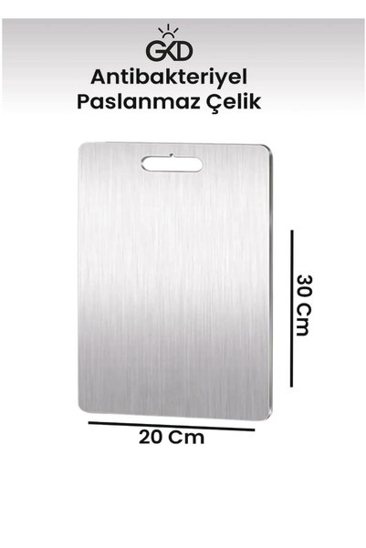 Güneş Krom Dekorasyon Gkd Top Quality Thick Stainless Steel Metal Cutting Board 20X30 cm Medium Size, with Adhesive Silicone Feet