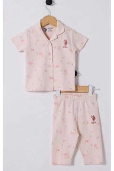 U.S. Polo Assn. طقم بيجامة للفتيات الصغيرات 2354 بتفاصيل زهور GKP0048