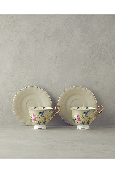 English Home Vanilla New Bone China 4 Parça 2 Kişilik Çay Fincanı Takımı Açık...