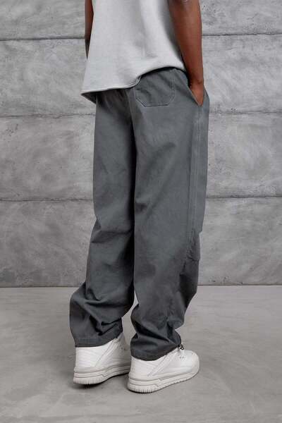 NOMARC Men's Trousers Washable Gabardine Anthracite Oversize Loose Fit Gabardine