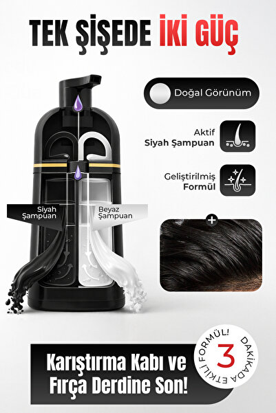 Go Studio Works Black Hair Shampoo Saç Sakal Siyahlaştırıcı Anında Etki Beyaz Kapatıcı Şampuan Boya 400ml.