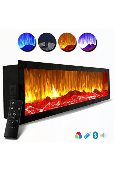 Esha Home Elektrikli Dekoratif Yapay Şömine Bluetooht Sabit Çıtırtı 125X35 X1...