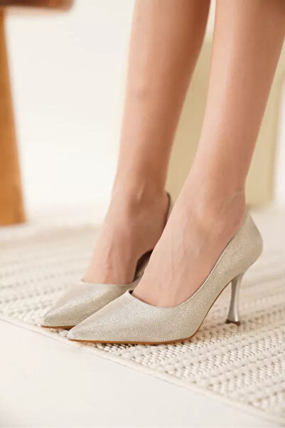 Belinora Γυναικεία ασημένια ψηλοτάκουνα παπούτσια από ειδικό υλικό TR08MS45F