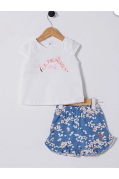 U.S. Polo Assn. Girl baby 2391 flower detail 2-piece set gkp0049