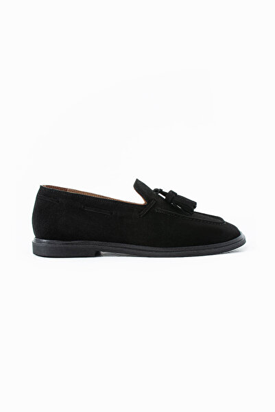 Siena Shoes Velina Γυναικεία Μοκασίνια με Φούντα από Γνήσιο Δέρμα, Μαύρο Σουέντ