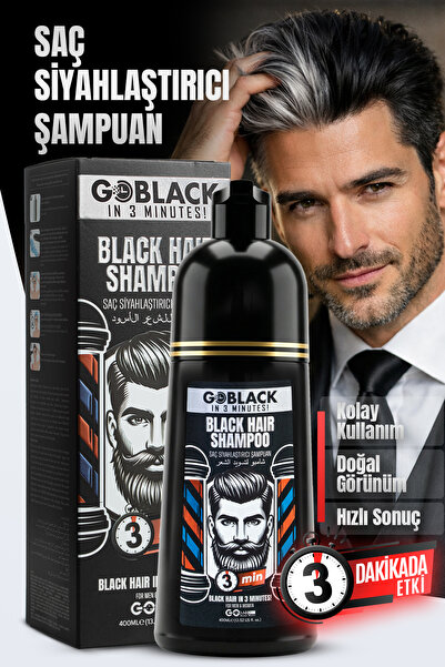 Go Studio Works Black Hair Shampoo Saç Sakal Siyahlaştırıcı Anında Etki Beyaz Kapatıcı Şampuan Boya 400ml.