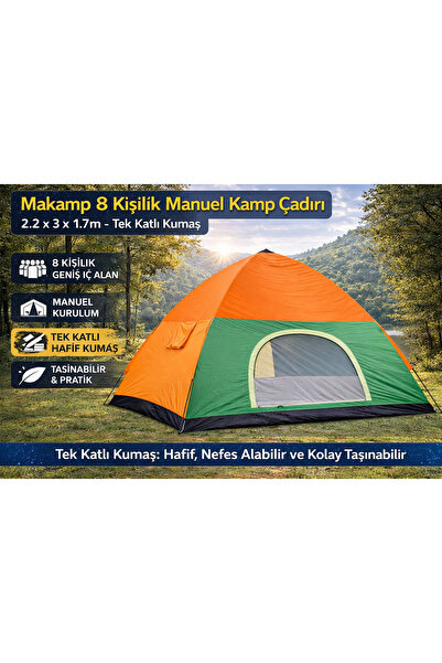 MAKAMP 8 Kişilik Büyük Kamp Çadırı Manuel Kurulum