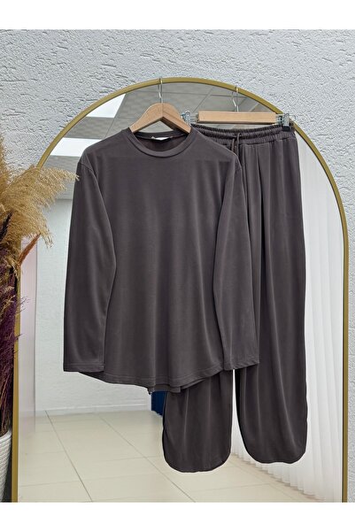 MİHRA STORE Παντελόνι Zerrin Πλισέ κοστούμι με λέιζερ-NL219-Z Καφέ