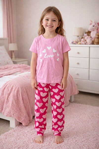 ELMASS Pijamale pentru fete cu imprimeu inimioare. TK. GK3994