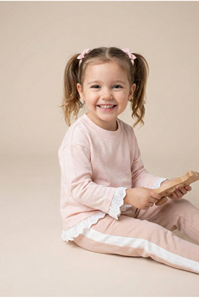 blumi kids الدانتيل مفصلة كم طويل تي شيرت