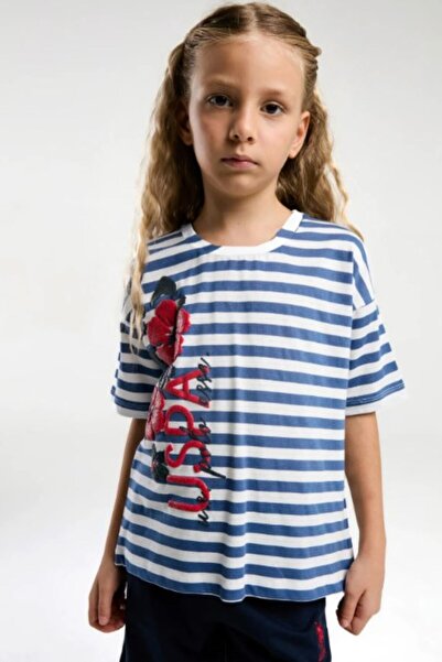 U.S. Polo Assn. U.S. Polo Assn. Girl's Floral Print Crew Neck Shorts Set 4-8 ...
