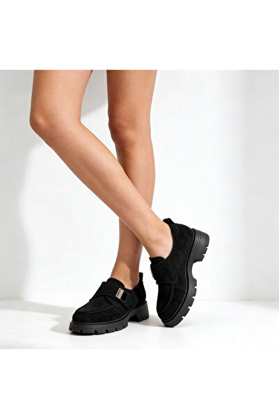 Tmall Pantofi casual de dama,Din piele ecologica intoarsa,P1245,Negru