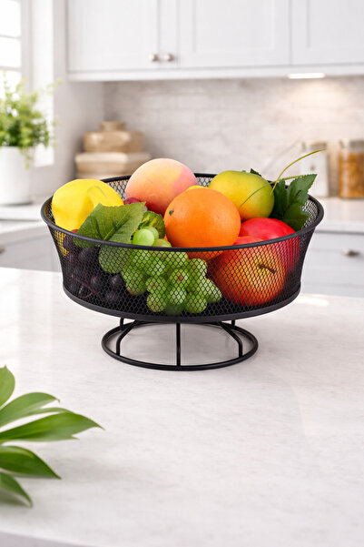 VENON Nazlı Siyah Meyvelik Sebzelik Metal Sepet Çok Amaçlı Kutu Banyo Mutfak ...