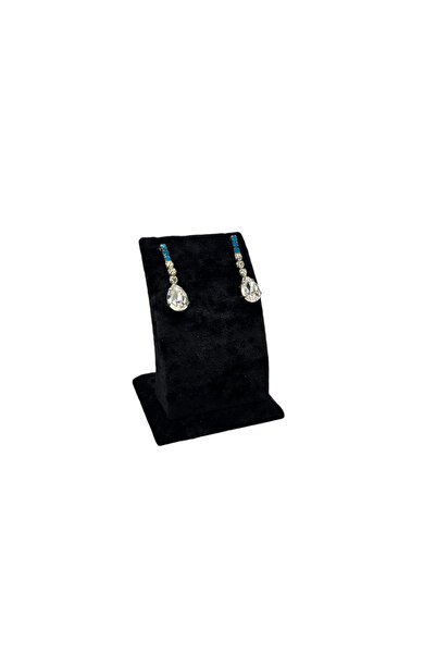 MeGass Dekor Domestic Production Suede Fabric Black Color Footed 9/7 cm Earri...
