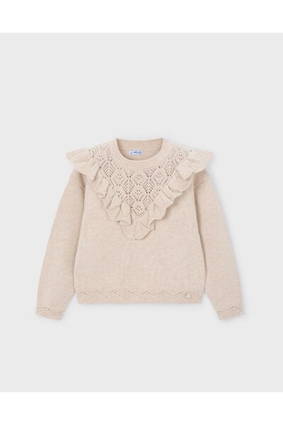 MAYORAL Girl's Crochet Embroidered Sweater 2-10 Years Old Brown