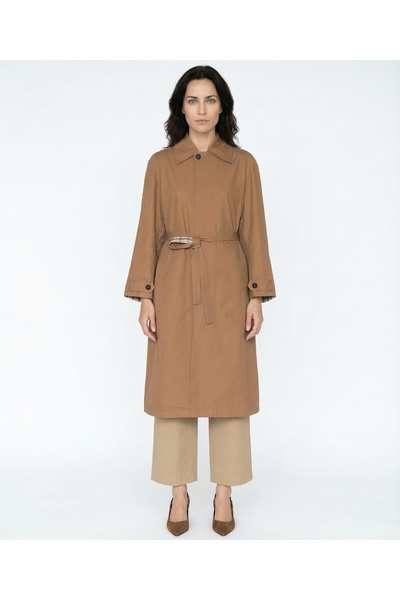 Yargıcı Geniş Ceket Yaka Uzun Kol Pardösü