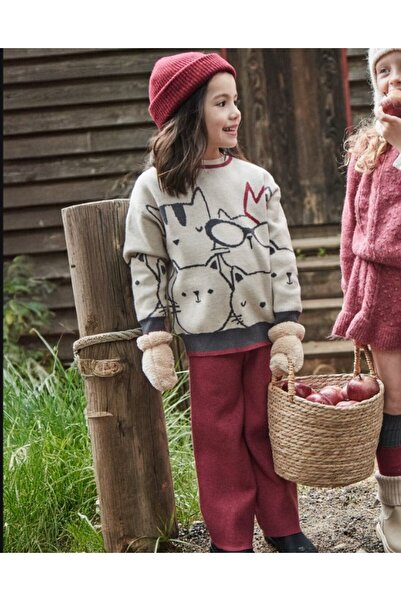 MAYORAL Girl's Cat Print Wide-Legged Suit for Ages 2-10 Vi̇şne