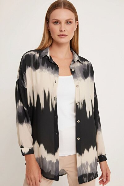 Hiccup BDART Μεγάλο μέγεθος αφηρημένο υφαντό μακρυμάνικο πουκάμισο με κουμπιά