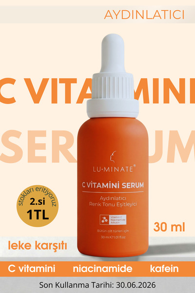 Luminate C Vitamini Serum Arbutin Niacinamide Leke Karşıtı Aydınlatıcı Cilt T...